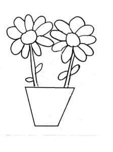 نقاشی گلدان با 2 گل ساده
