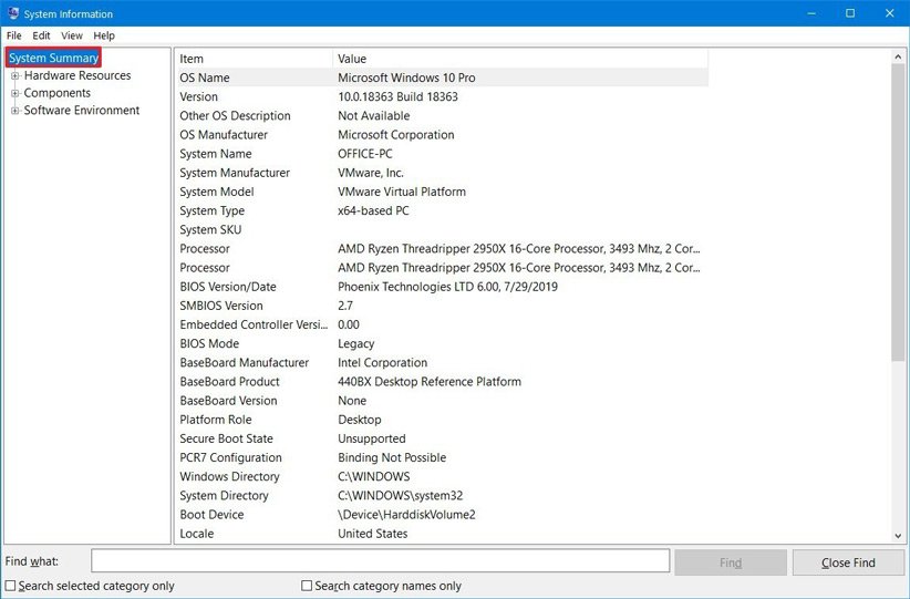 پیدا کردن مشخصات کامپیوتر در ویندوز10 با استفاده از System Information